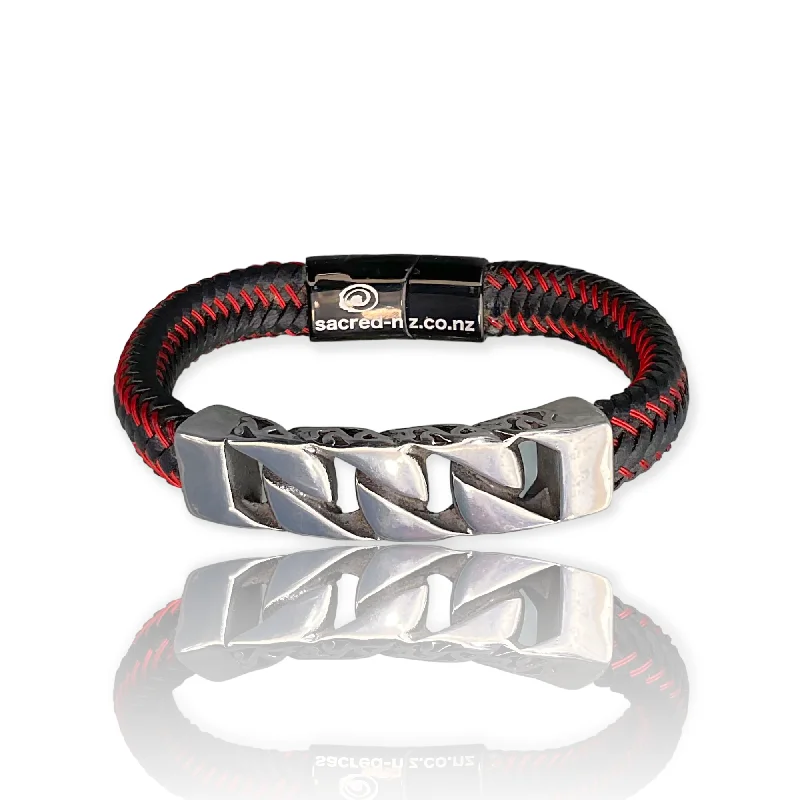 2122 Unisex Leather Band ‘Māori Weave’ (12mm)