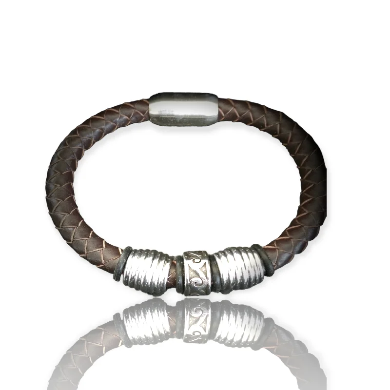 2015 Unisex Genuine Leather Band ‘Koru Swirls’ (8mm)