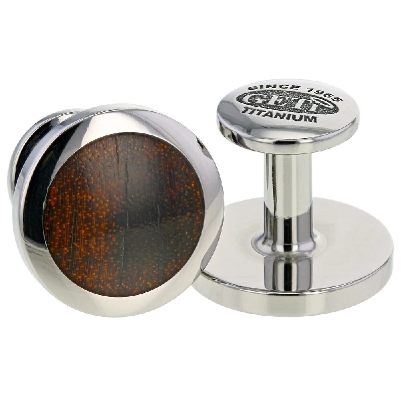 Geti Titanium Round Cufflinks With Snakewood - 5506-SNAKEWOOD