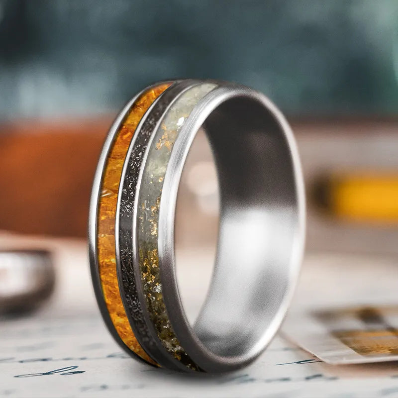 Custom Design - 3-Inlay Narrow Center Ring -BFWAKKFNOLoYBPqNMNeqP_Q