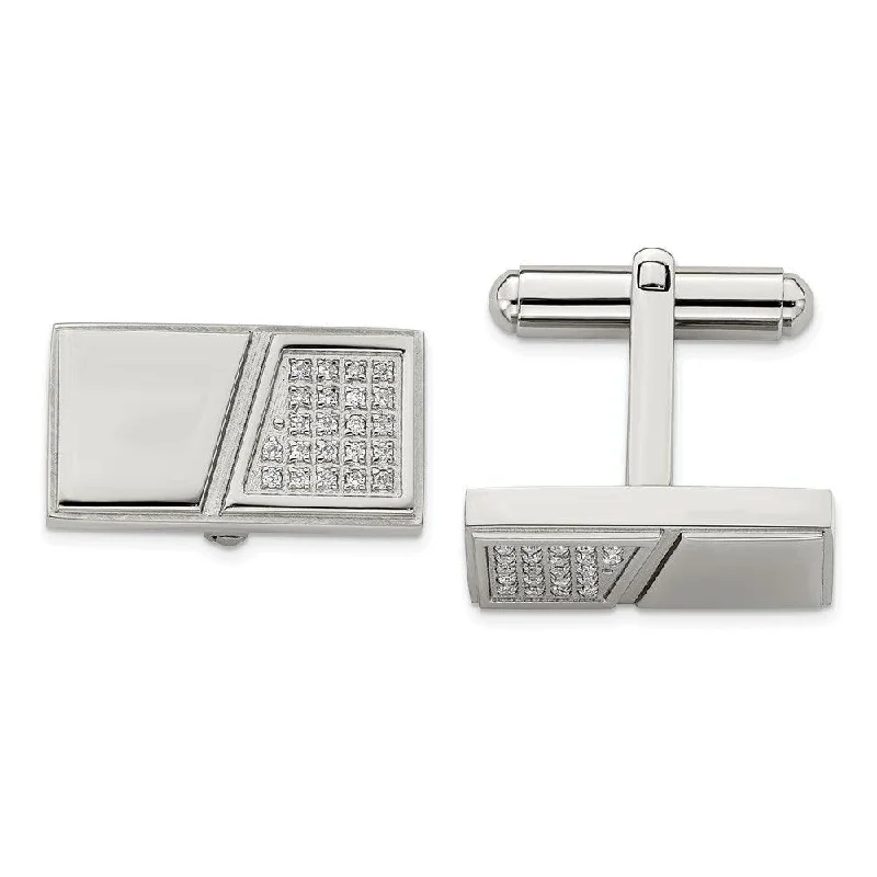 Stainless Steel Polished with CZ Cufflinks