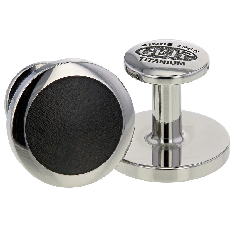 Geti Titanium Round Cufflinks With Zircote wood - 5506-ZIRCOTE