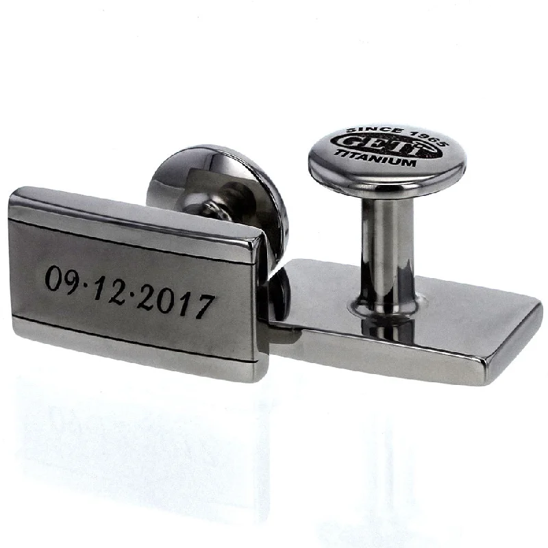 Geti Titanium Satin Rectangle Cufflinks With Engraving - 5502-36ENG