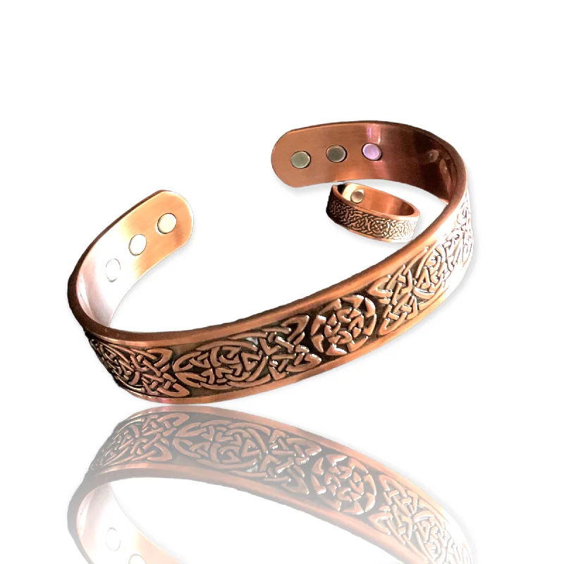 BC06-1 100% Pure Copper Magnetic Band / Ring Set- Celtic set