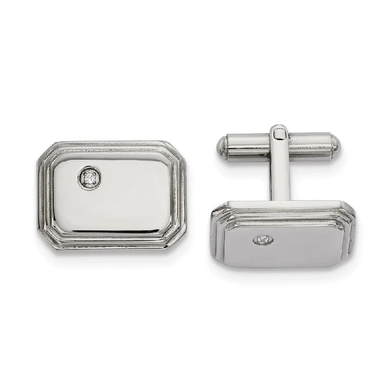 Stainless Steel Polished with CZ Cufflinks