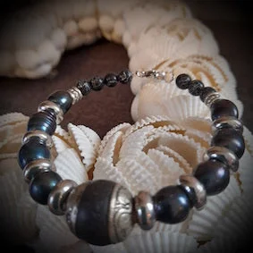 Semi-Precious Black Pearl lava Bracelet