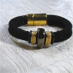 Black Metallic Cord with  Kazuri Bead Bracelet