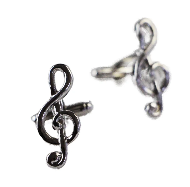 Mens Silver Treble Clef Cufflinks