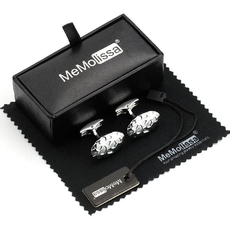 Luxury - Silver Bump Oval - Cuff links