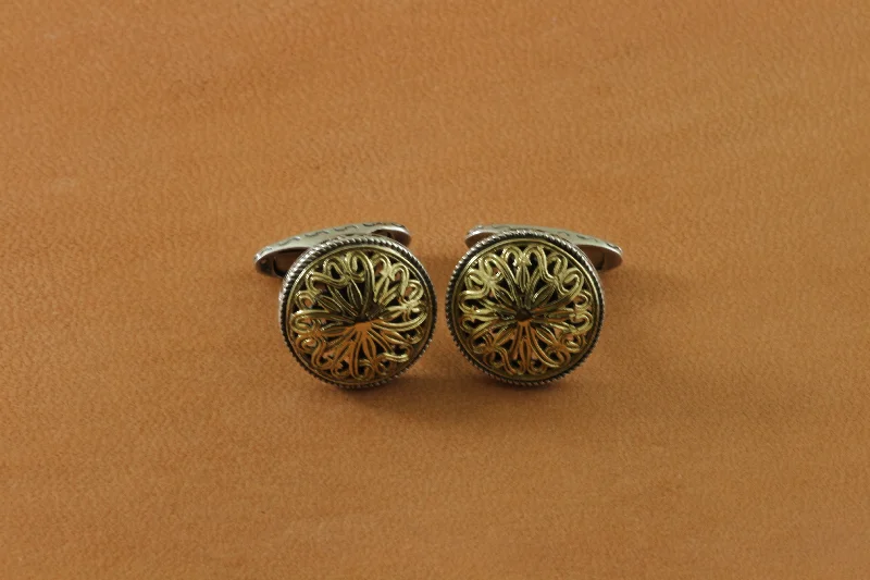 14k Gold Domed Filigree Cufflinks (TT)