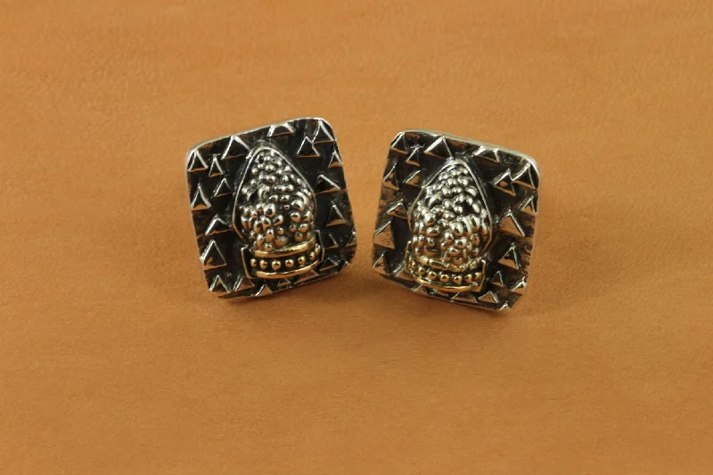 Detailed Snakehead Two-Tone Squared Cufflinks