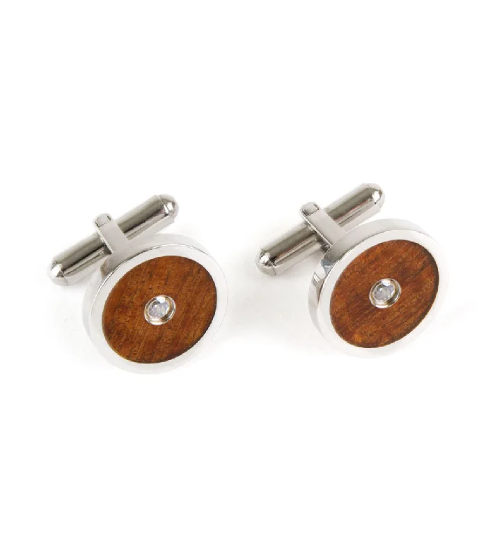 Koa Cuff Links - Crystal