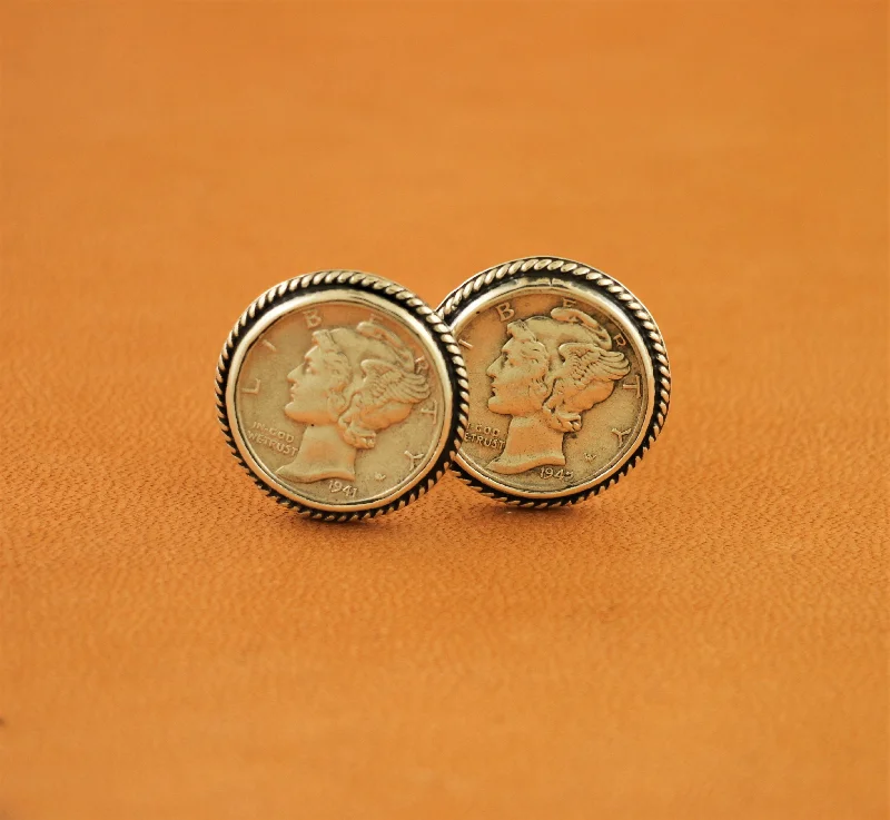 United States Mercury Dime Rope Edge Cufflinks