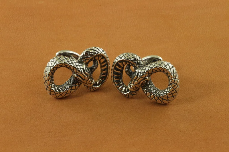 Coiled Snake Carved Cufflinks