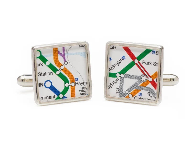 Boston Subway Map Cuff Links