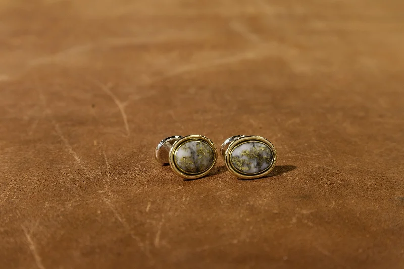 One of a Kind Rare Pure Gold Quartz Cuff Links