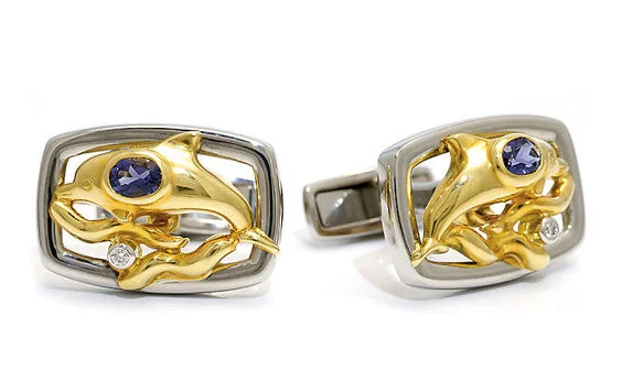 Dolphin Cuff Links with iolite