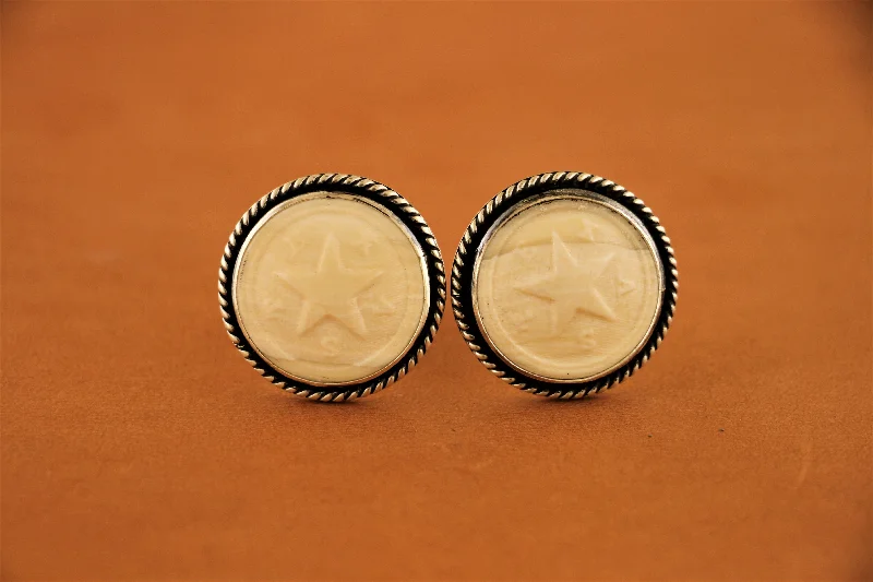 Twisted Rope Edge Mammoth Ivory Texas Army Cufflinks