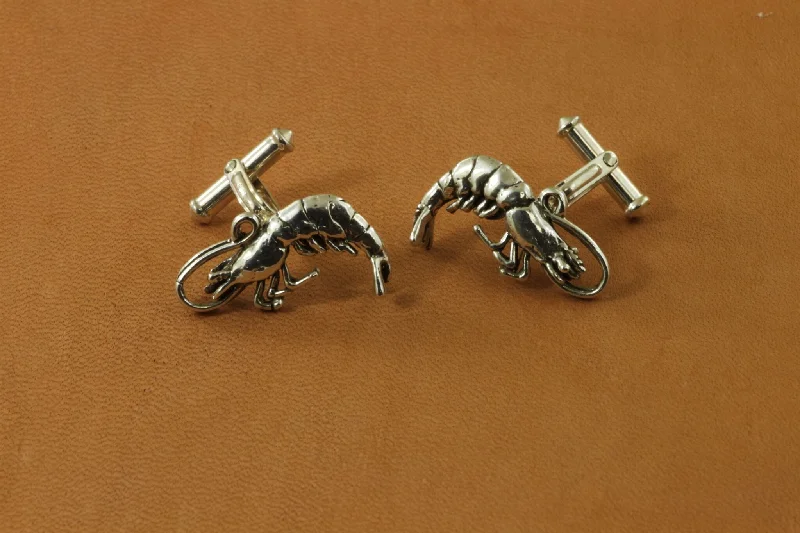 Gulf Shrimp Sterling Silver Cufflinks