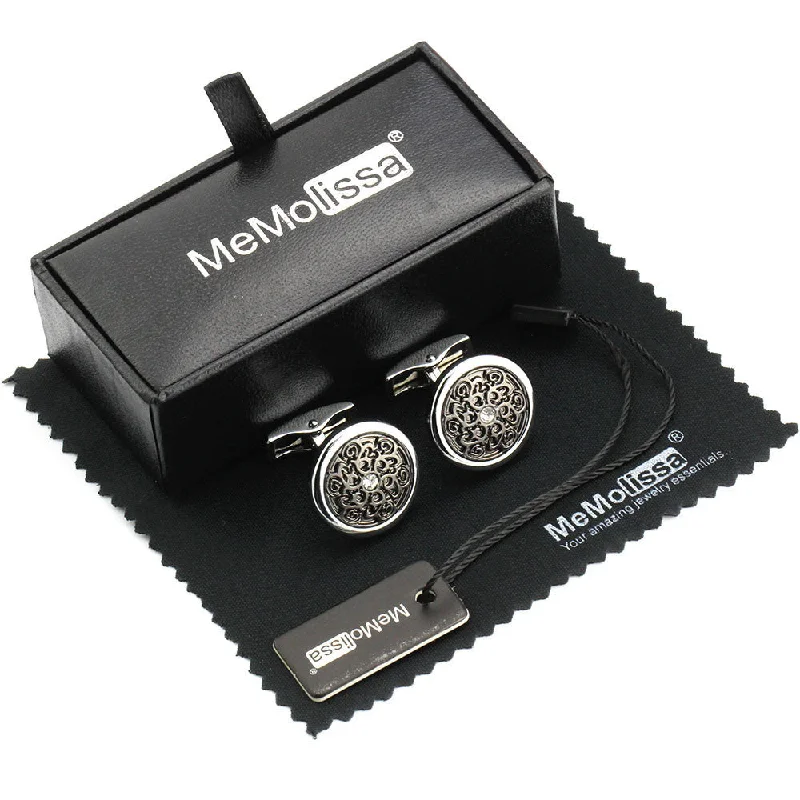 Luxury - Emboss Crystal Round - Cuff links