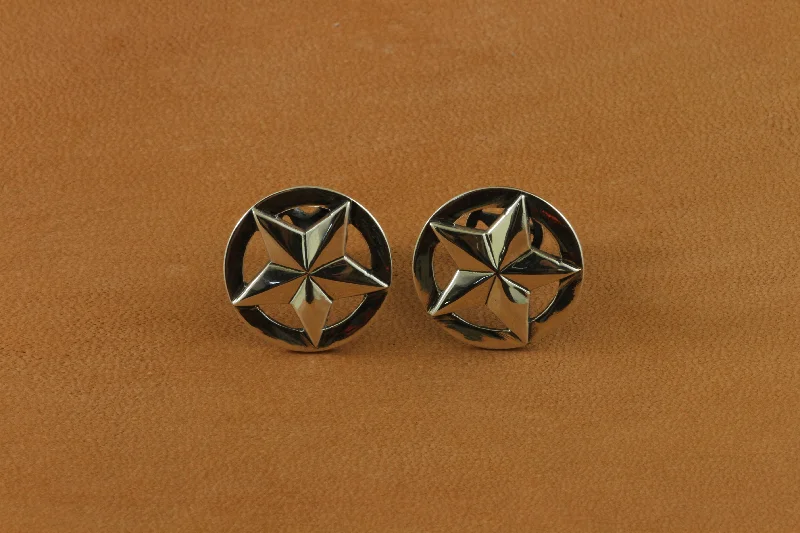 Raised Round Star Cutout Cufflink (SS)