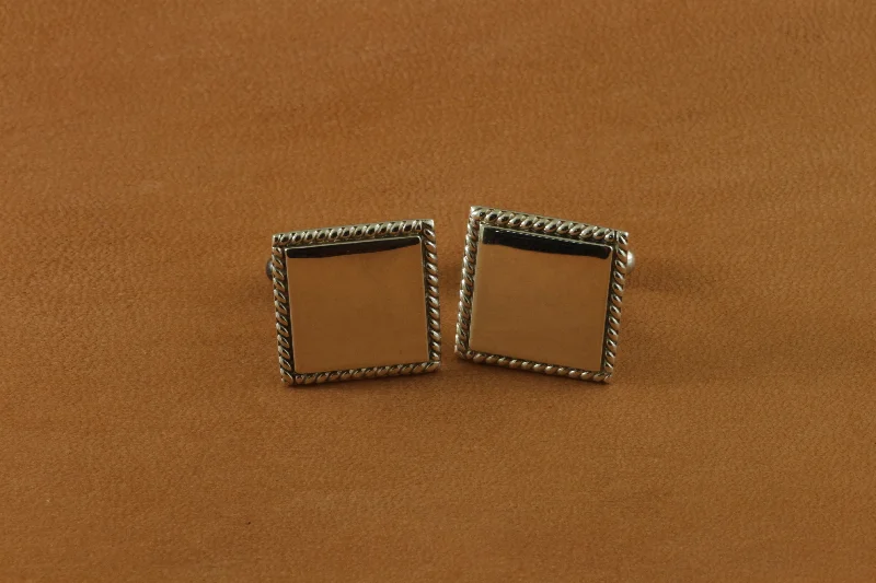 Highpolish w/ Rope Edge Square Cufflinks