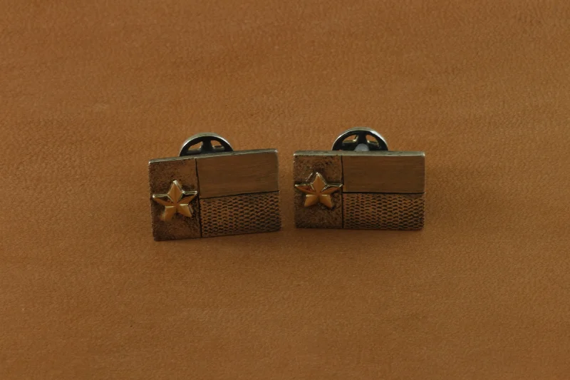 Texas Flag w/ 14k Gold Star Cufflinks (TT)