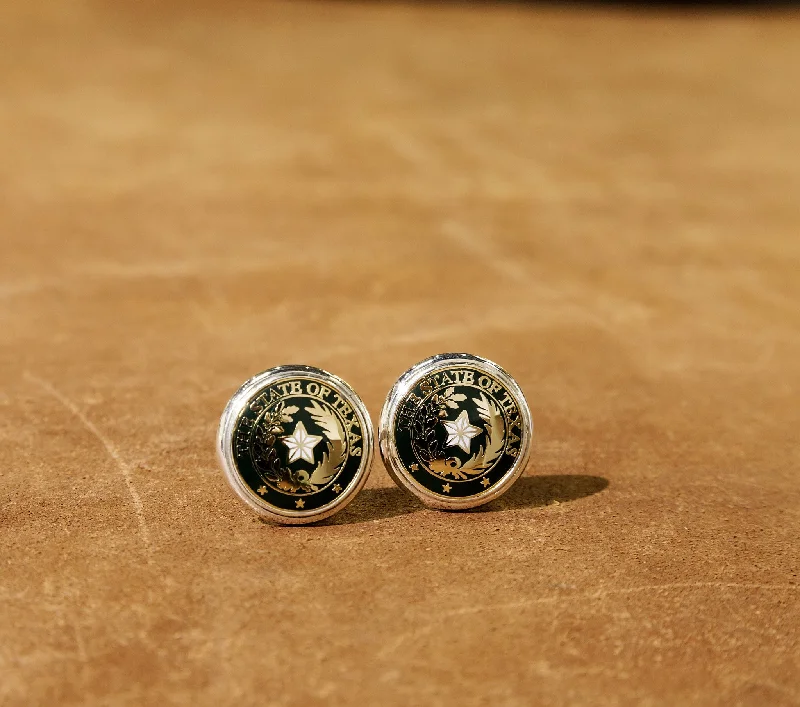 The State of Texas Seal Green Cuff Links