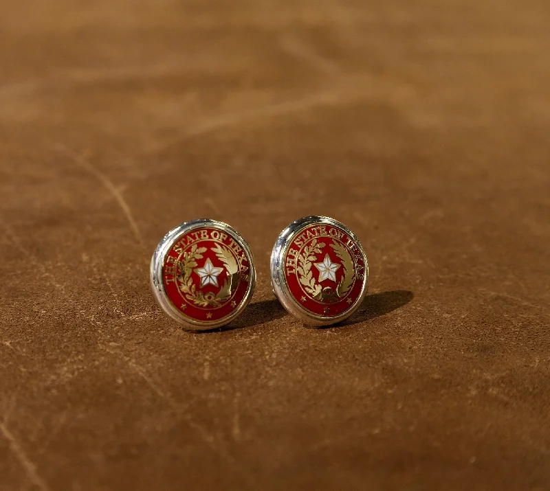 The State of Texas Seal Red Cuff Links