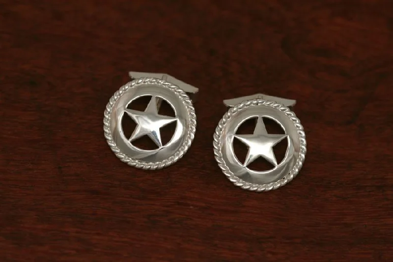 Medium Texas Star Cuff Links with Rope Trim