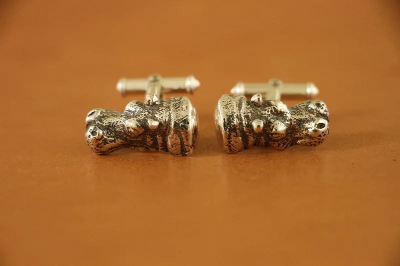 Hippopotamus Head Top View Cufflinks