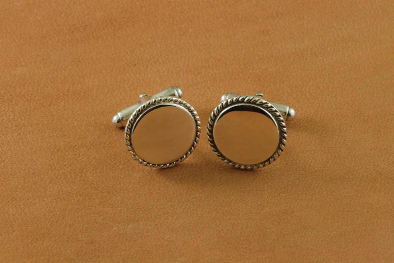 Round Polished Rope Edge Cufflinks