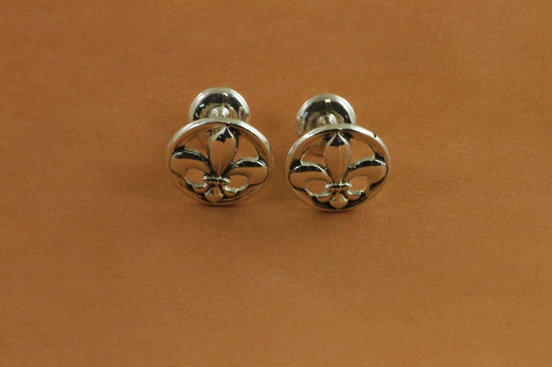 Round Cut-Out Fleur De Lis Cufflinks