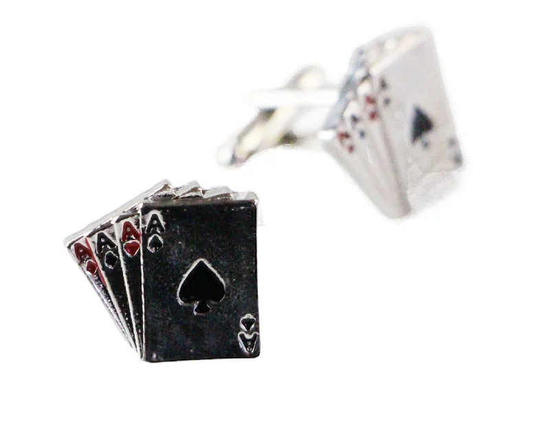 Mens Silver Ace Cards Cufflinks