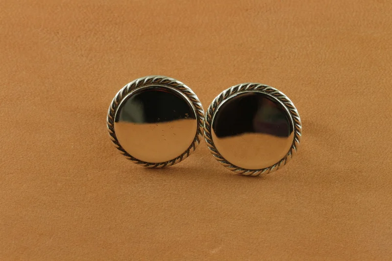 Round Highpolish w/ Rope Edge Cufflinks