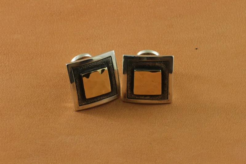 Double Square 14k Gold and SS Cufflinks (TT)