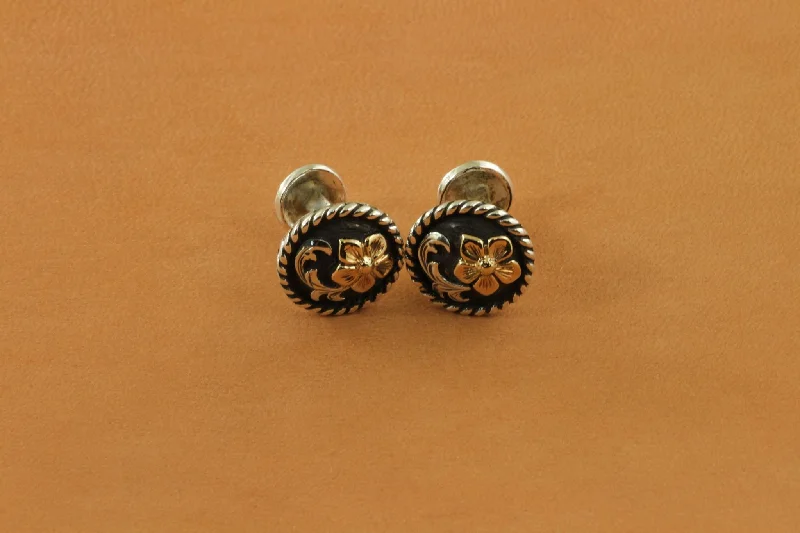 Two-Tone Floral Overlay w/ Rope Edge Cufflinks