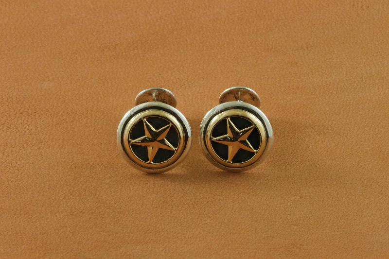 14k Gold Raised Star Cutout Cufflinks (TT)