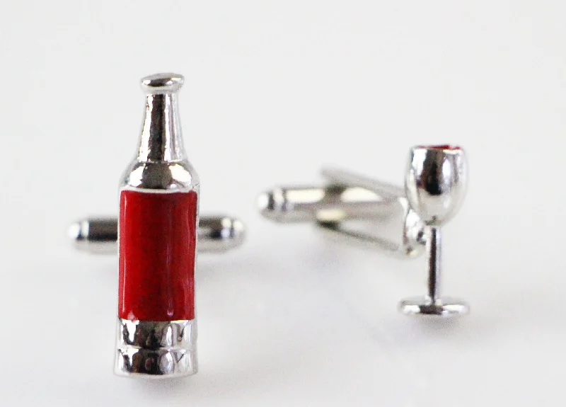 Mens Wine Glass And Bottle Cufflinks