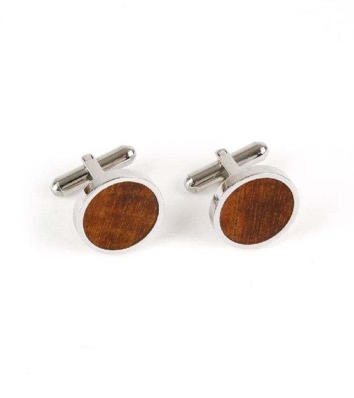 Koa Cuff Links - Round