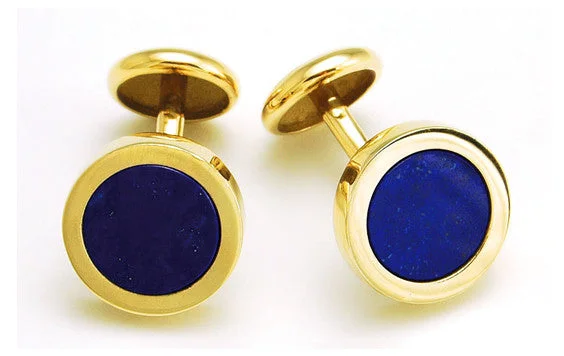 Round Lapis Lazuli Cuff Links