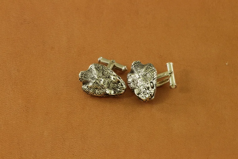 "Rattlesnake Head" Sterling Silver Cufflinks