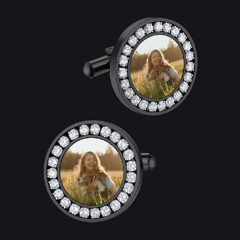 Custom Picture Cufflinks With Cubic Zirconia for Men