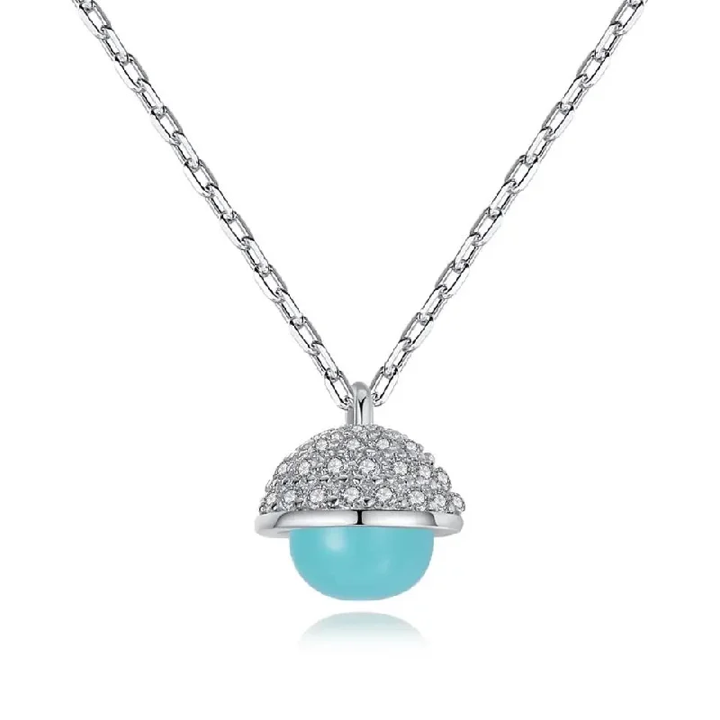 Blue Crystal Pendant Insert AA A Zircon Necklace Necklace for Women 925 Silver Jewelry