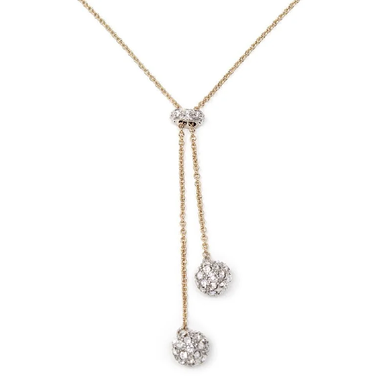 Crystal Ball Slide Necklace Rose Gold Plated