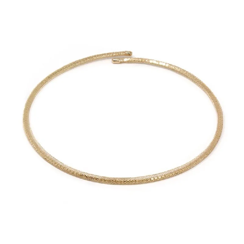 Crystal Mesh Station Choker Gold Tone