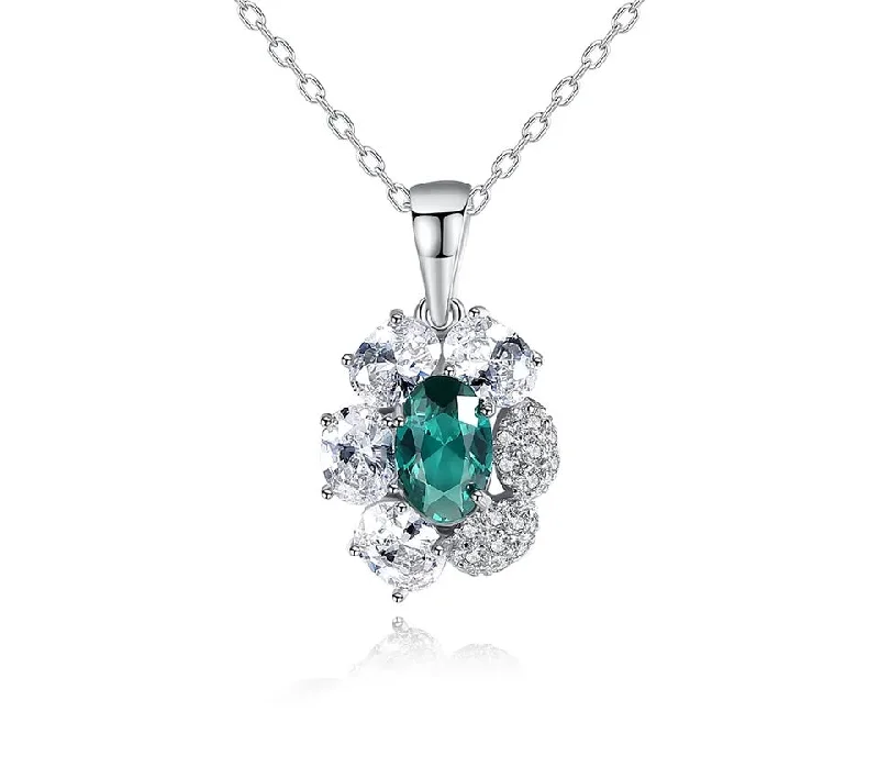 Green Stone Pendant Crystal Necklaces 925 Sterling Silver Sapphire Raw Crystal Pendant Necklace