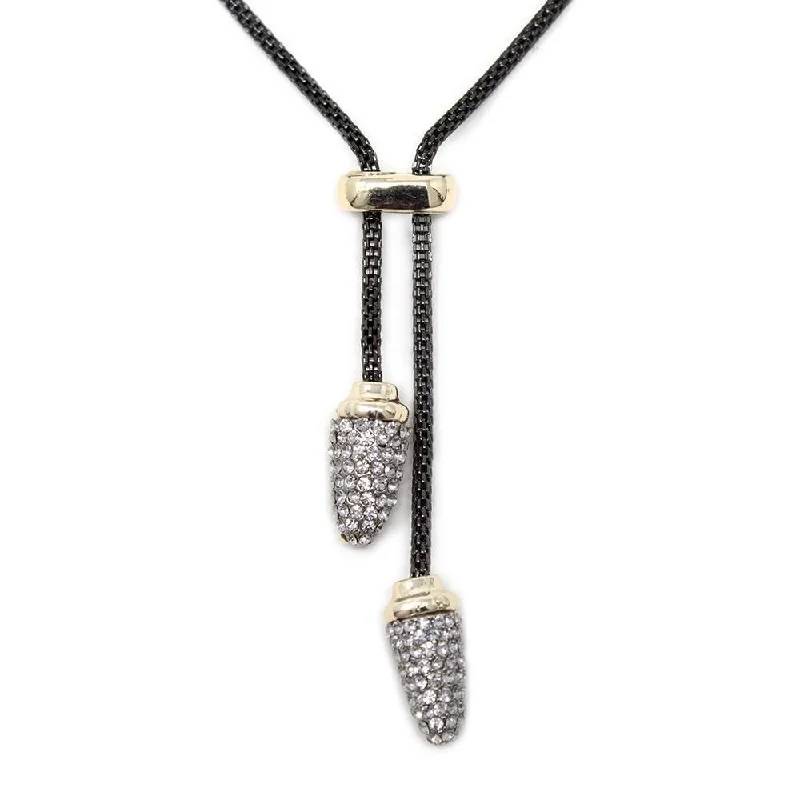 Hematite Two Tone Slide Necklace Cubic Zirconia