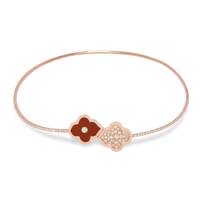 LUCE COLOUR - NECKLACE FLEX SEMI PAVE ROSE GOLD PAVE CORNELIAN & 1 DIAMOND