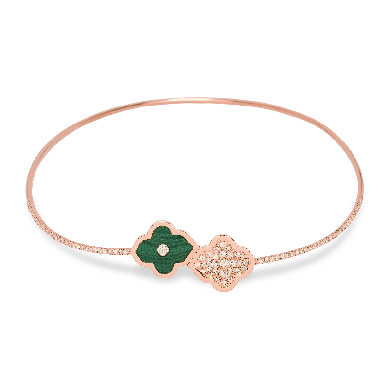 LUCE COLOUR - NECKLACE FLEX SEMI PAVE ROSE GOLD PAVE MALACHITE & 1 DIAMOND